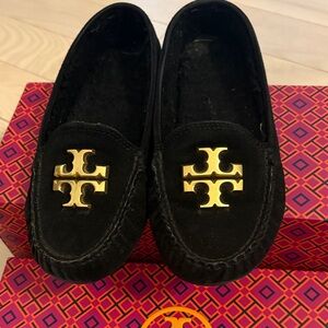 Tory Burch Black Loafers with Gold Logo